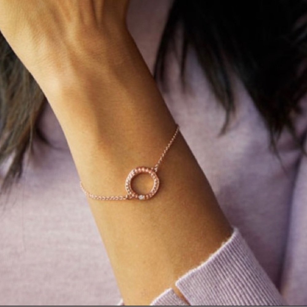 Adore Stack and Sparkle Circle Rose Gold Swarovski Crystal Organic Bracelet New